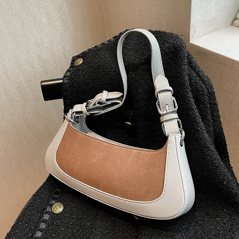 Simple Fashion PU Leather Texture Handbags Luxury Designer Ladies Underarm Bags for Women New Retro Shoulder Crossbody Bag