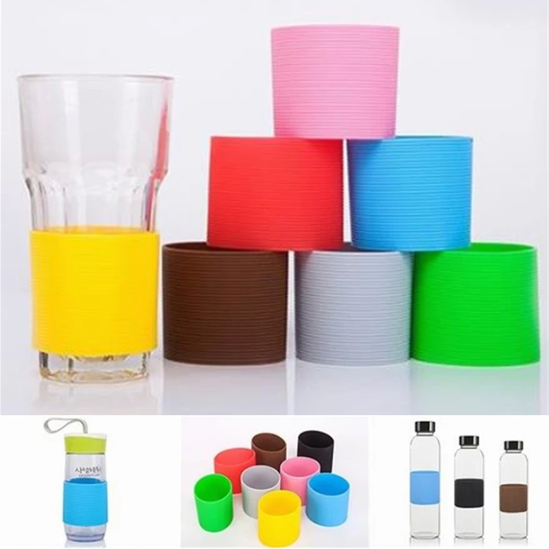 

Colorful Silicone Heat Insulated Cup Sleeve Stripes Dense Stripes Design Non-Slip Wraps for Mugs Ceramic Cup High Quality