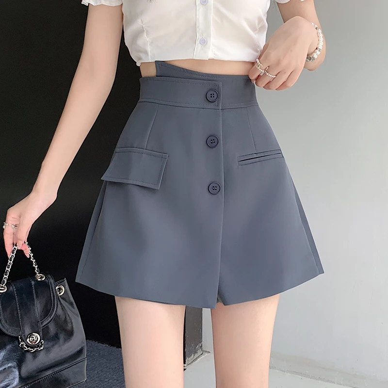 

Женская юбка с высокой талией, однобортная приталенная юбка с широкими штанинами, Y2k