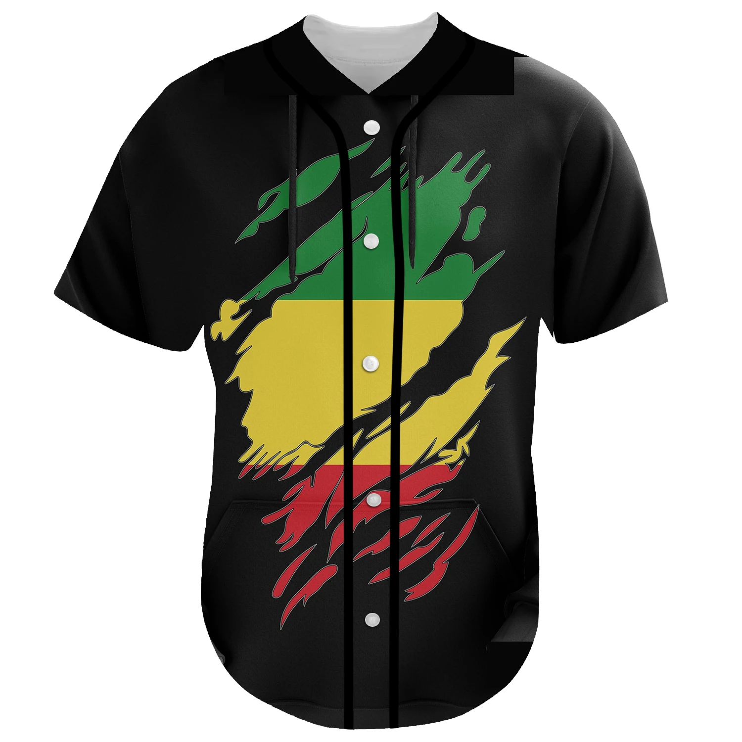 Africa County Ethiopia Native Reggae Lion Tattoo 3DPrint Summer Harajuku Casual Funny Baseball Jersey Shirts Short Sleeves X4