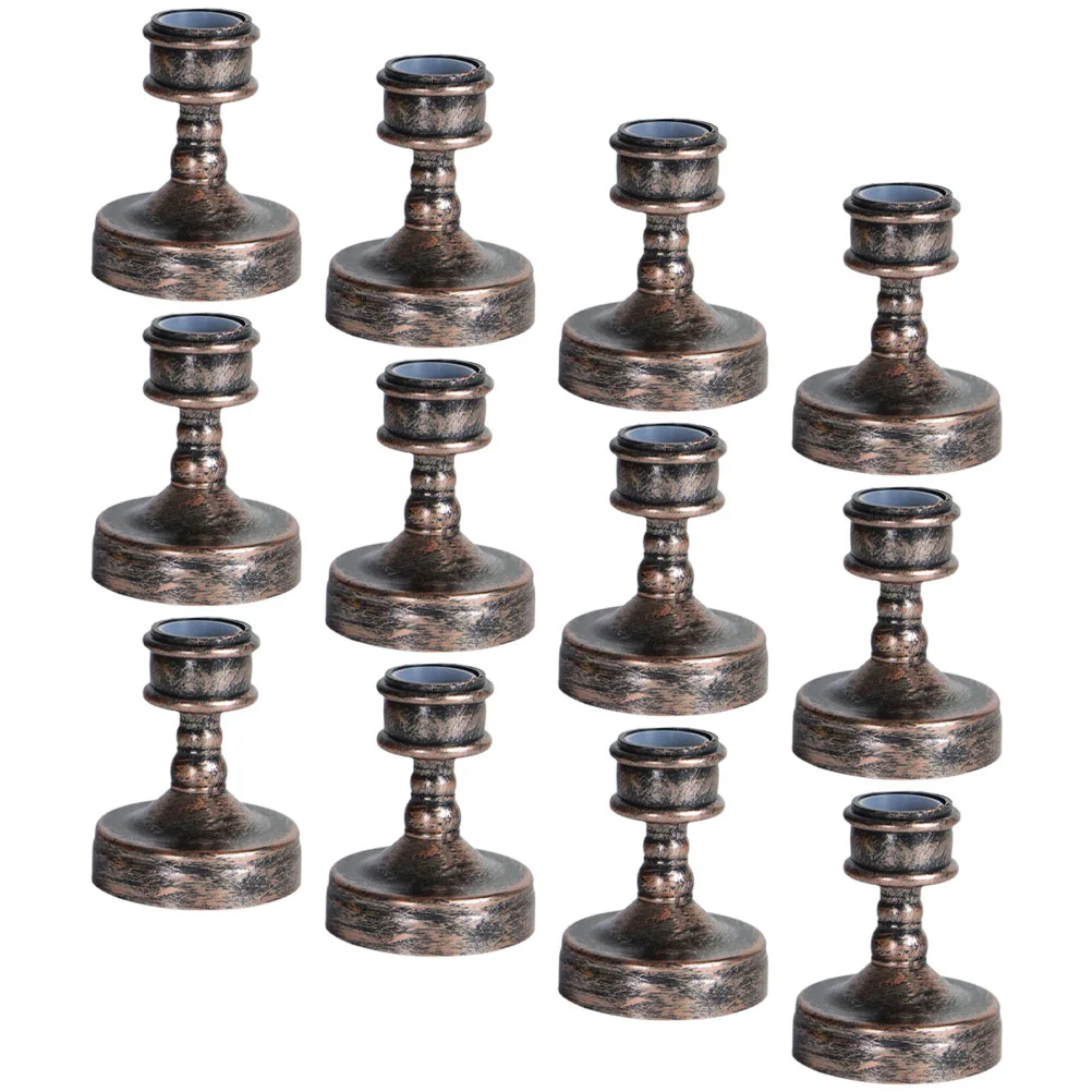 

12 Pcs Taper Holders Decorative Vintage Fashioned Candlestick Home Plastic