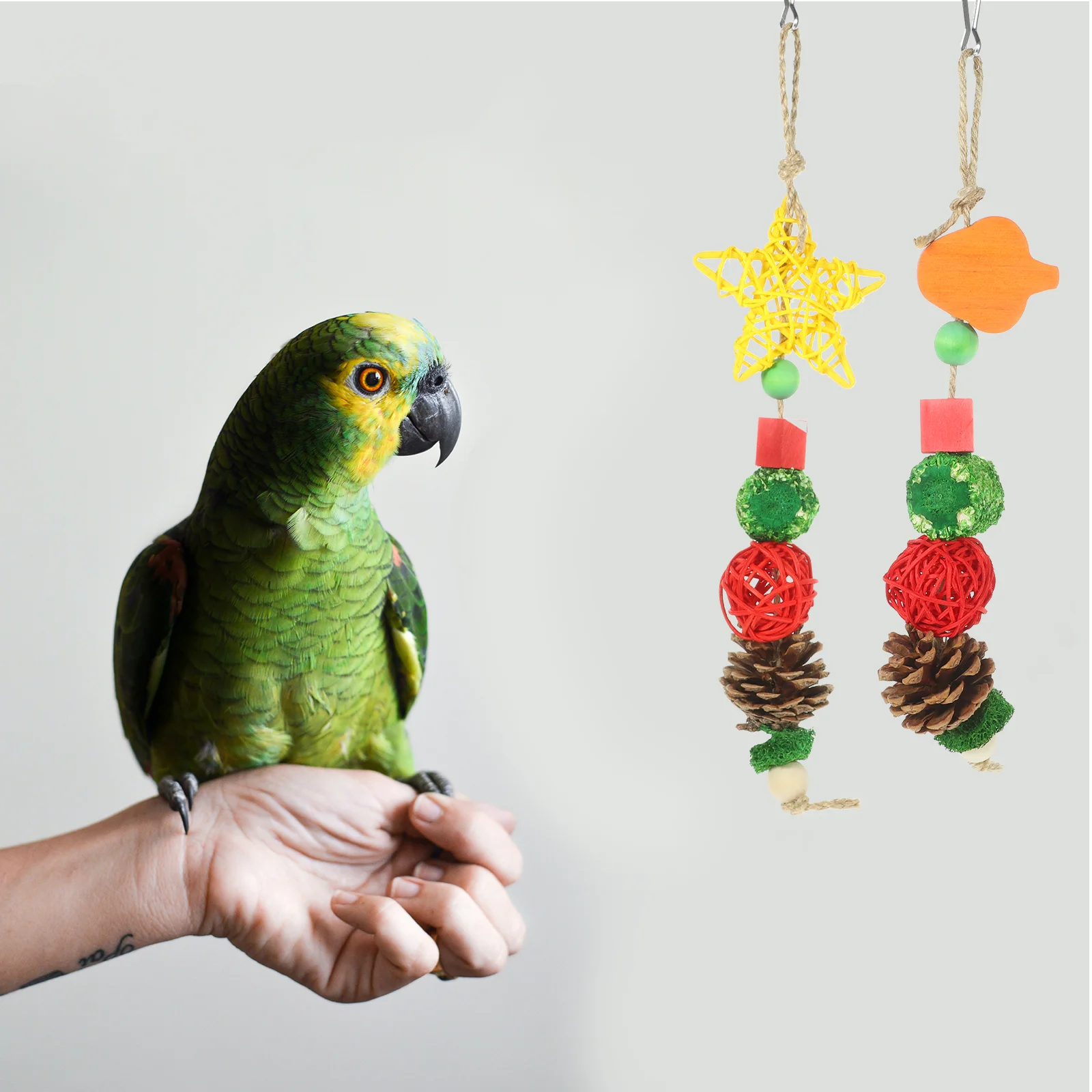 

Chew Toy Birdcage Hanging Plaything Parrots Chewing Toys Accessory Shredding Wooden Accessories