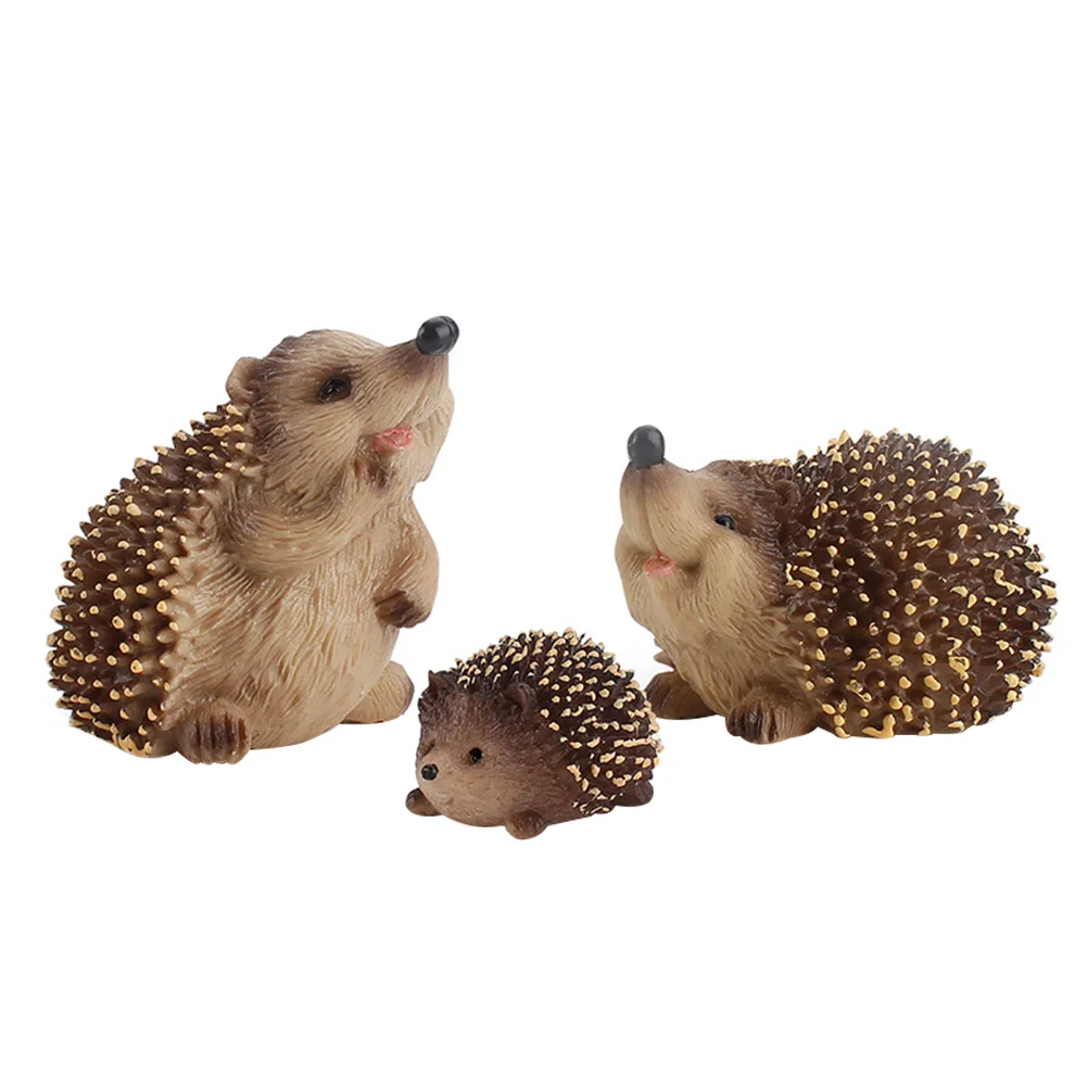 

3 Pcs Wild Animal Model Toys Miniature Animal Figurine Home Décor Simulation Hedgehog Car Hedgehog Statue