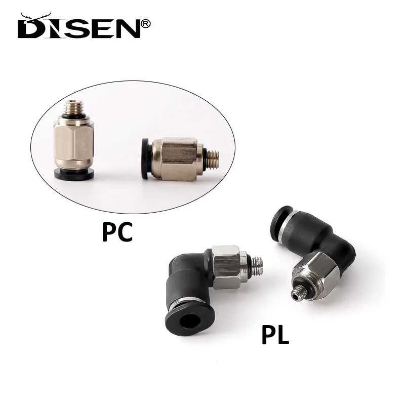 

PC/PL Pneumatic Fitting MINI Connector Air Coupler 3mm 4mm 5mm 6mm Hose-Tube M3 M5 M6 1/8" BSPT Male Thread Elbow Quick Joint