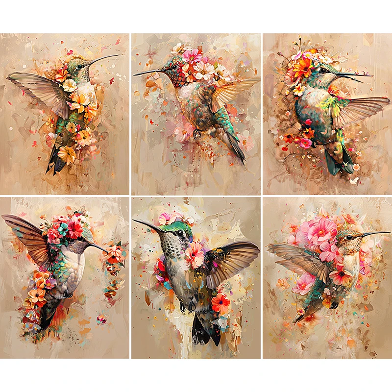 Картина по номерам птица и цветы Акриловая Краска на холсте дропшиппинг портрет