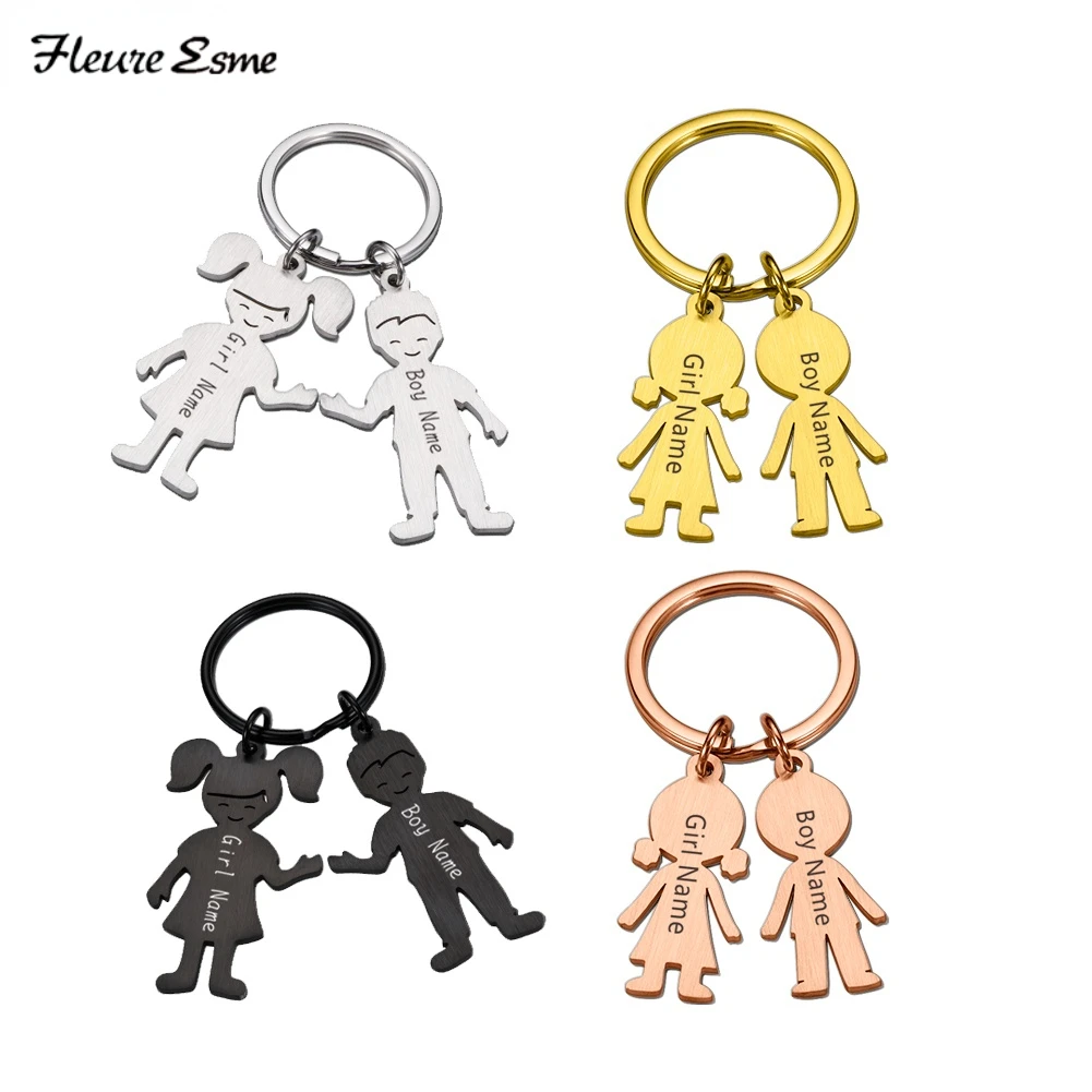 Personalized Keychain Custom Name Boy Girl Child Family Stainless Steel Key Ring Gift for Man Women Jewelry Original Key Chain