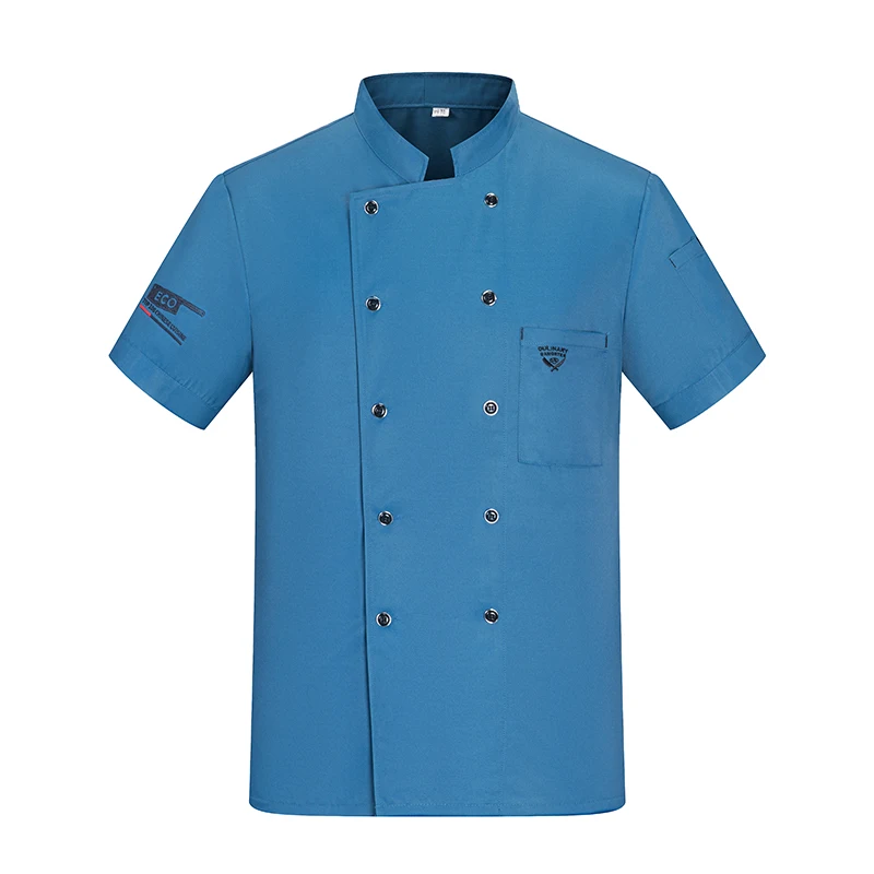 

Catering Restaurant Unisex Short Sleeve Kitchen Jacket Bakery Hotel Master Chef Uniform Shirt Sushi Cafe Pastry Waiter Cook Coat