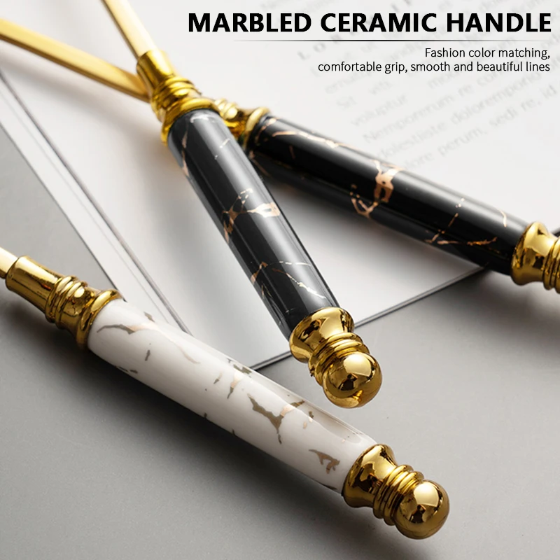 Stainless Steel Golden Cutlery Set Dinner Steak Knife Fork Dessert Spoon imitation Ceramic Handle Flatware Tableware | Дом и сад
