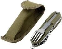 stainless steel kitchen utensil set 7 in 1 folding tableware forkknifespoonbottle opener for camping backpack picnic