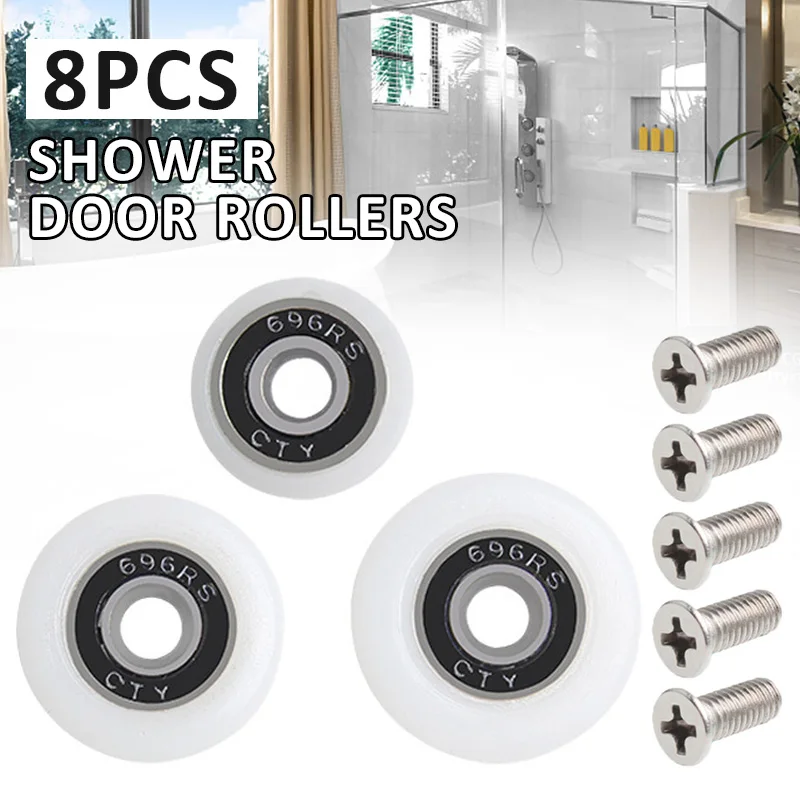 

8pcs Shower Door Rollers Durable Stainless Steel Pulley Bathroom Sliding Doors Accessories 19mm/23mm/25mm