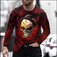 long sleeve t shirts mens skull graphic t shirts crew neck pullovers slim base shirts for men personality streetwear