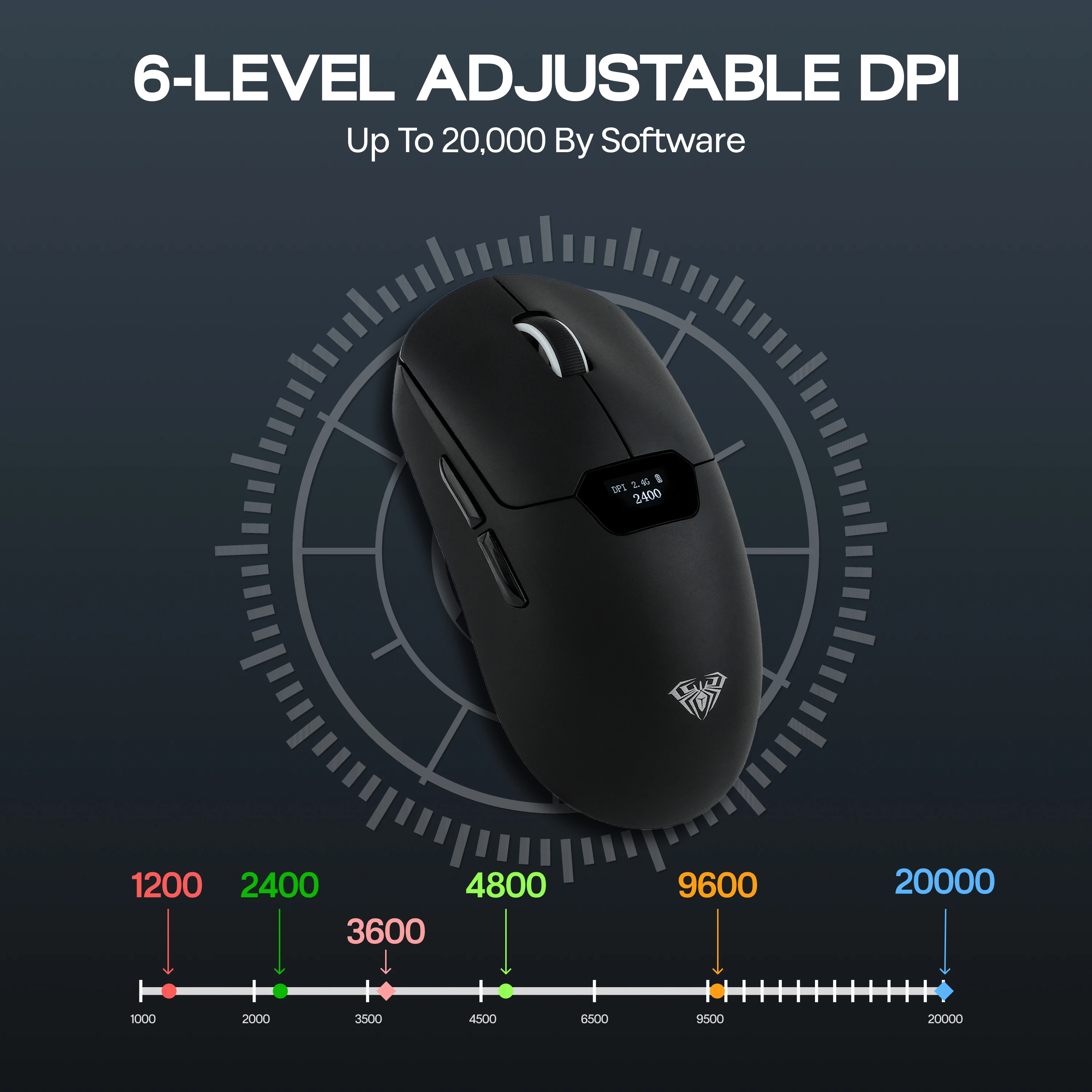 Фото Игровая мышь AULA SC390: проводная/Bluetooth/беспроводная 2.4ГГц, сенсор PAW3311, эргономичная, с умным экраном №3