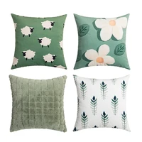 inyahome sage green pillow cushion covers branches decorative leaf print throw pillowscase for home sofa cotton cuscini divano