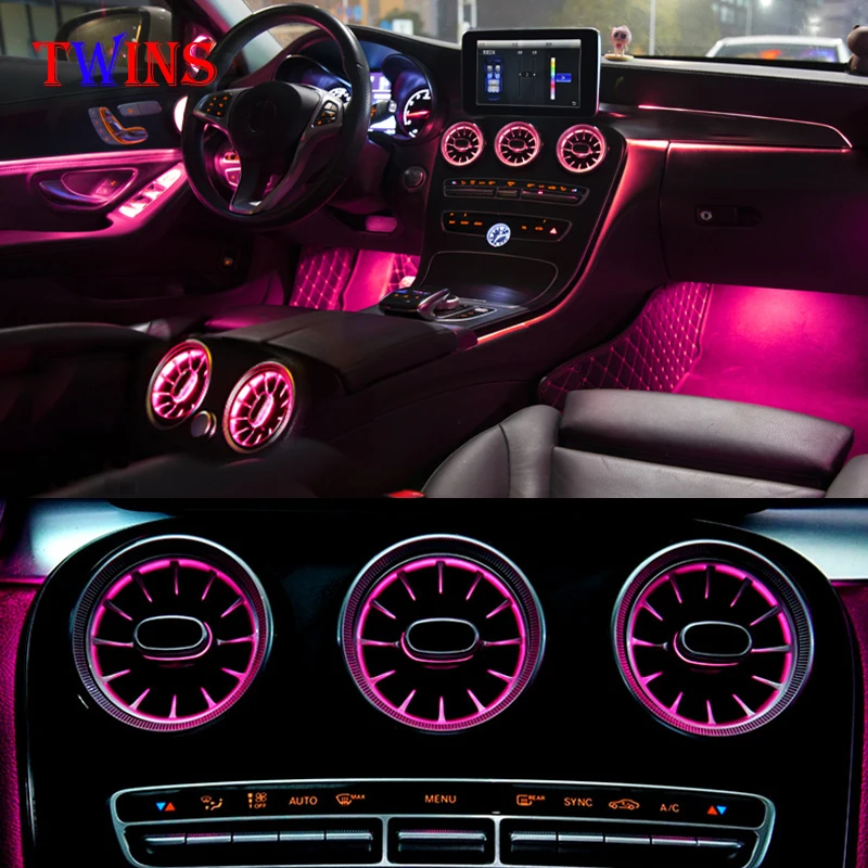 

For Mercedes-Benz C GLC Class W205 X253 W213 W222 W117 X156 W176 3/64 Color Car LED Air Outlet Vent speaker cover Ambient Light