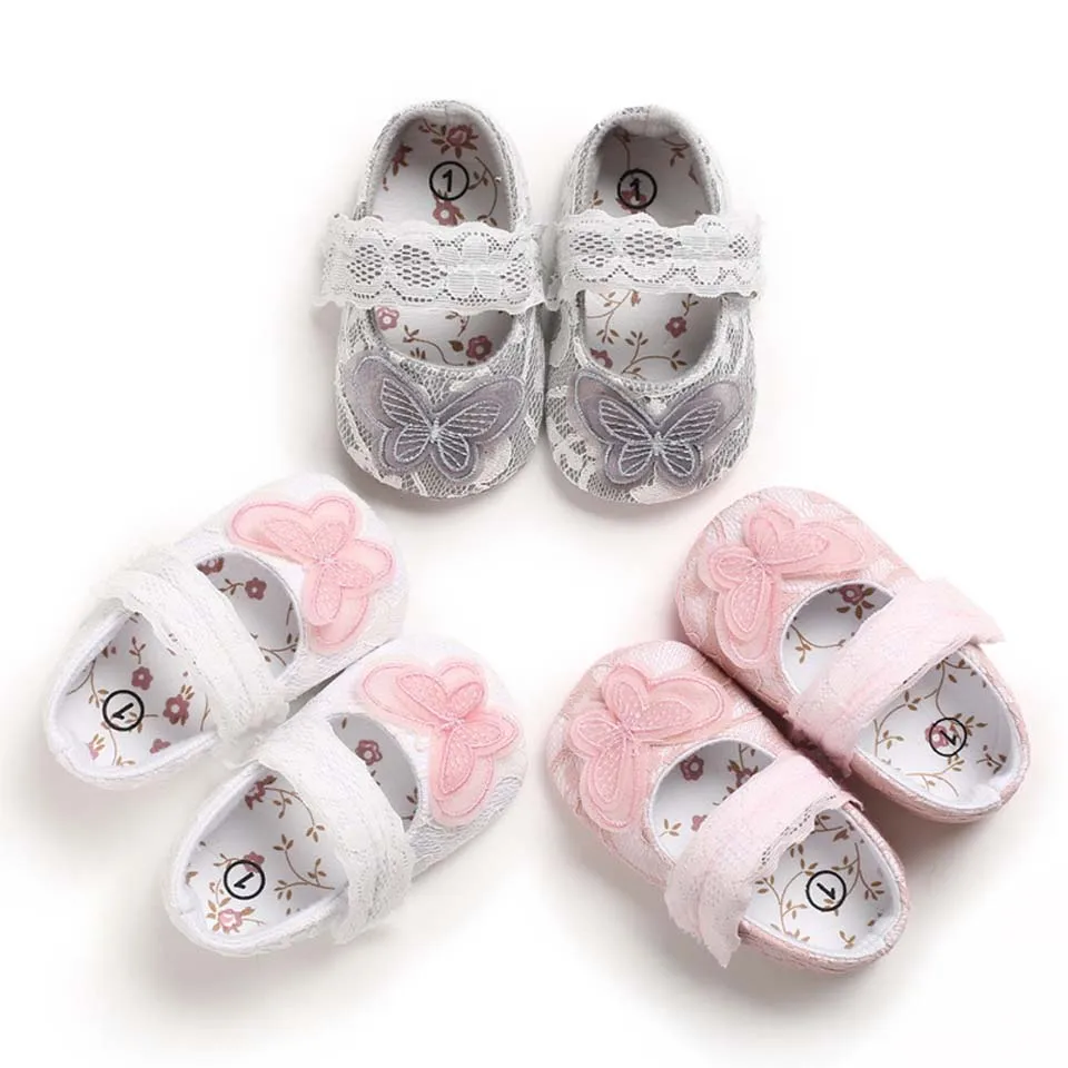 

New Princess Baby Shoes Girls Infant Soft Sole First Walkers Toddle Not Slip Mary Jane Newborn Butterfly Prewalker 0-18 Months