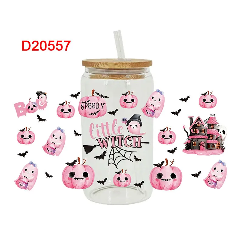

3D УФ-переносные наклейки DTF, обертывания для чашек на 16 унций, с принтом на Хэллоуин для DIY, стекло, керамики, металла, кожи и т. д. Д20557