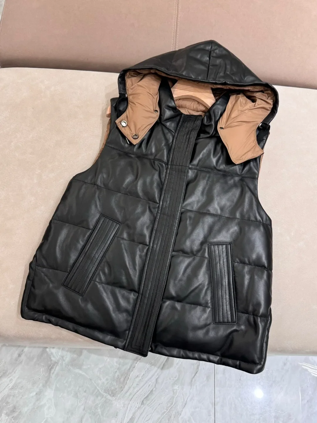 Зимний женский двусторонний пуховый жилет B * C съемная модная теплая куртка без