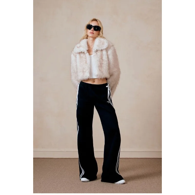 Женские черные полосатые спортивные брюки QWEEK Y2k мешковатые корейские модные