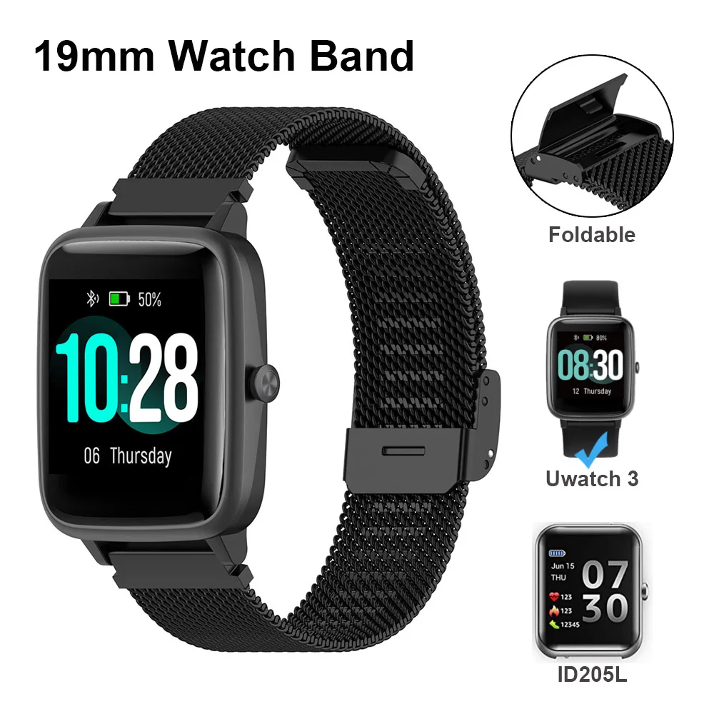 

19mm Metal Watch Band for Veryfitpro ID205L/ Uwatch 3/ Willful SW021 ID205 SW025 ID205S Smartwatch Strap Replacement for Women