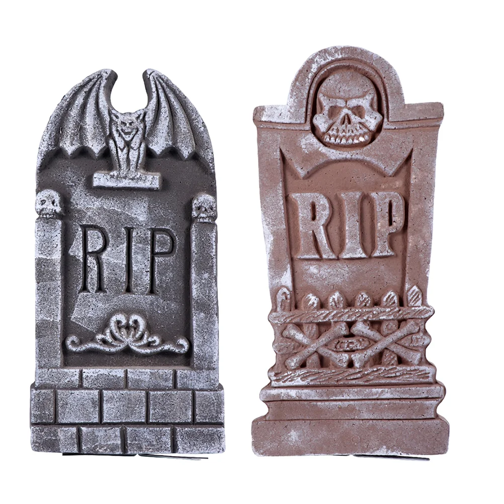 

2pcs Haunted House Prop Prank Prop Tombstone Ornament Halloween Tombstone Decor