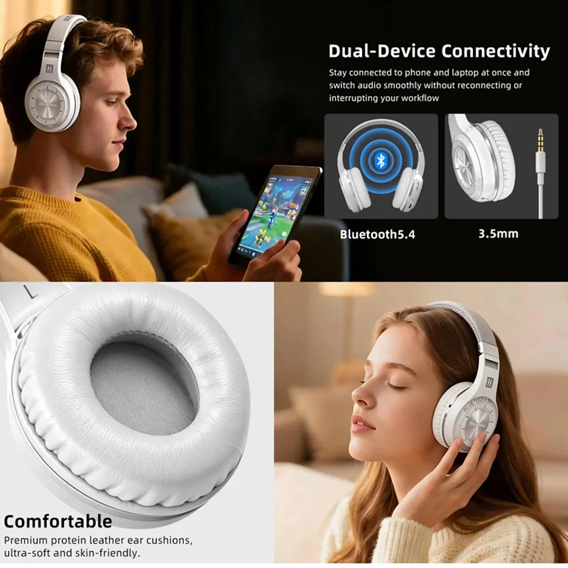 Беспроводные наушники Bluedio с 57-мм динамиком и микрофоном, Bluetooth 5.4, HiFi стерео, для телефона, ПК, спорта, офиса (art.: 3920db5feb0fb) - 3920db5feb0fb