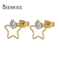 qeenkiss eg8147 2021 fine jewelry wholesale fashion woman man wedding birthday gift star zircon titanium steel stud earrings 1pc