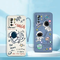 cartoon astronaut cute phone case for xiaomi redmi note 11 11s 11t 10s 10 9s 9t 9 8t 8 pro plus 7 5g liquid rope cover