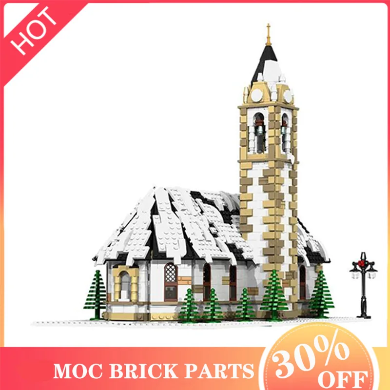 

Winter Village Church Christmas Building House Theme Model Brick Small Particle Building Block Toy Christmas Gifts MOC-6195
