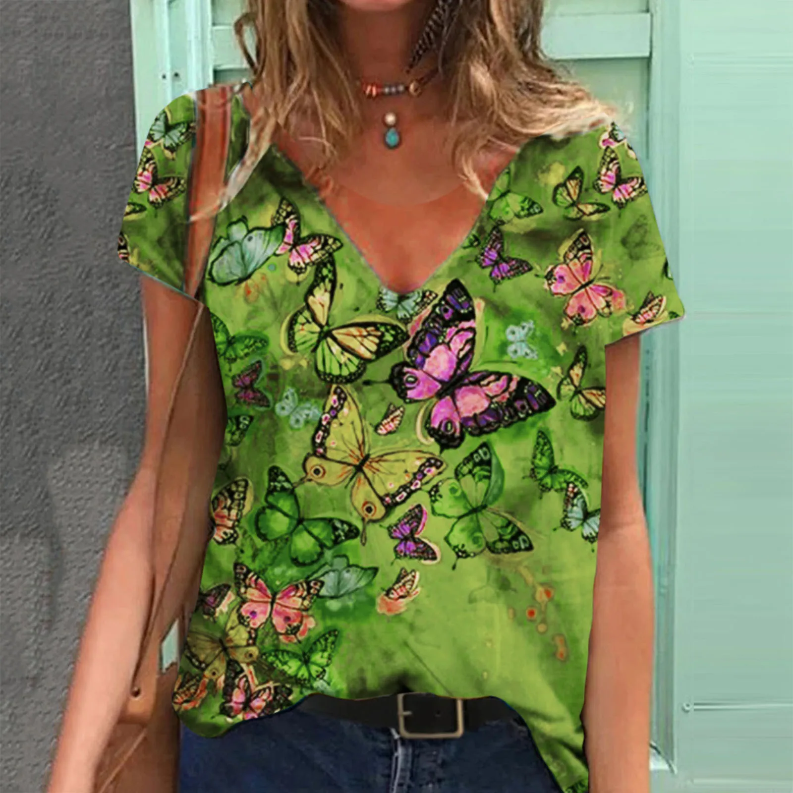 

Женская свободная рубашка из хлопка с длинным рукавом