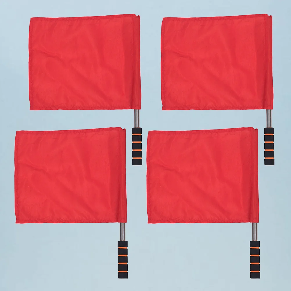 

Track and Field Training Flag: soccer referee flags 4pcs Red Referee Flag Linesman Flags Flag with Stainless Steel Pole for