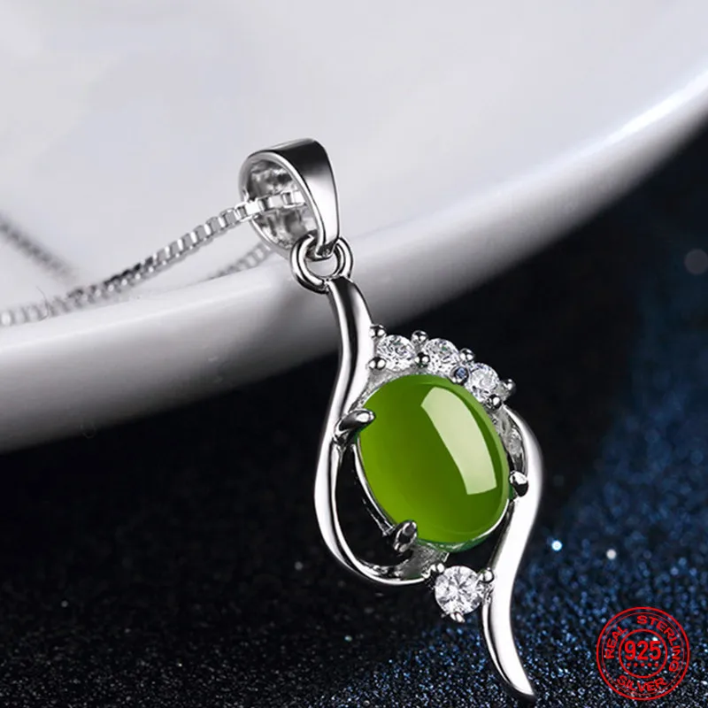 

925 Sterling Silver Emerald Necklace For Women Fashion Jewelry Accessories