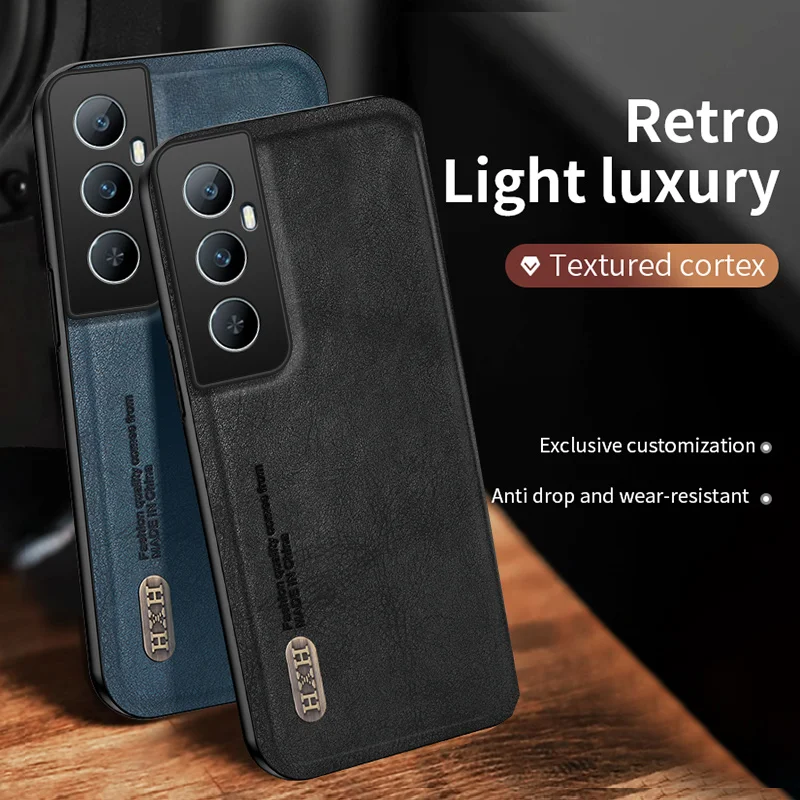 Кожаная задняя крышка для Oppo Realme C65 4G искусственная кожа защита объектива камеры