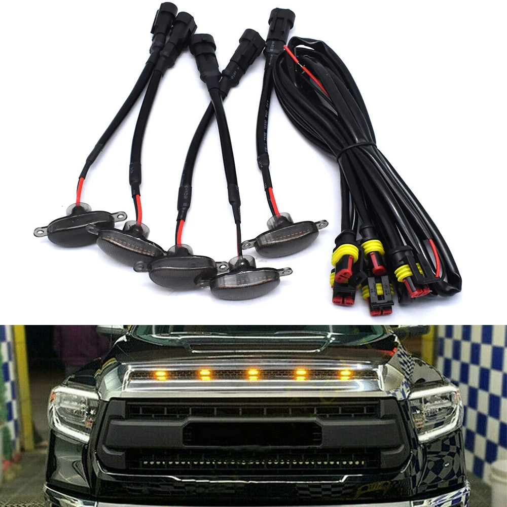 4 шт. дымчатые линзы в стиле Raptor янтарные светодиодные передние фары на решетке