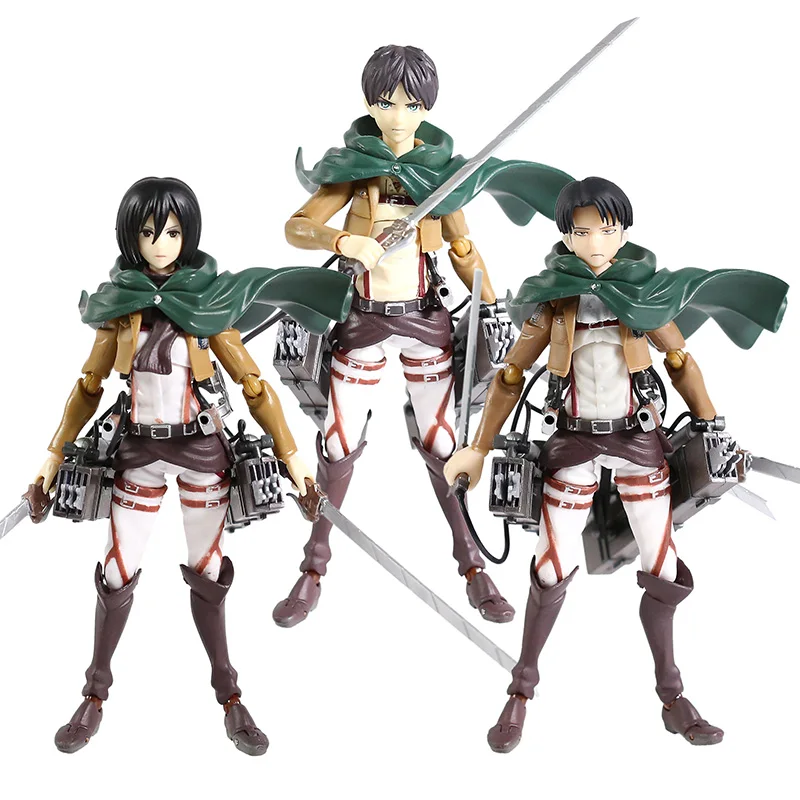 

Figma Attack on Titan Eren Jaeger 207 Mikasa Ackerman 203 Levi Ackerman 213 Action PVC Collection Model Toy Anime Figure Toy