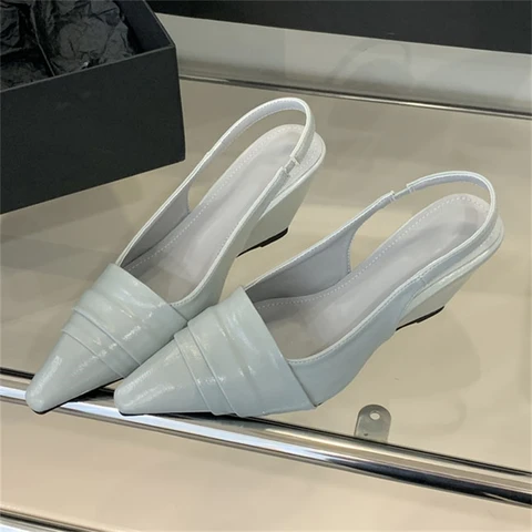 Aneikeh модные весенне-летние элегантные дизайнерские туфли на танкетке с острым носком, женские туфли-лодочки с открытой пяткой, вечерние туфли-лодочки для банкета и вечеринки