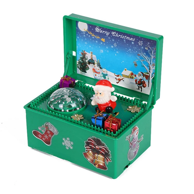 

HOT-Santa Claus Luminous Music Swing Box Christmas Toy Children Gift Box Music Box,(Excluding Battery)