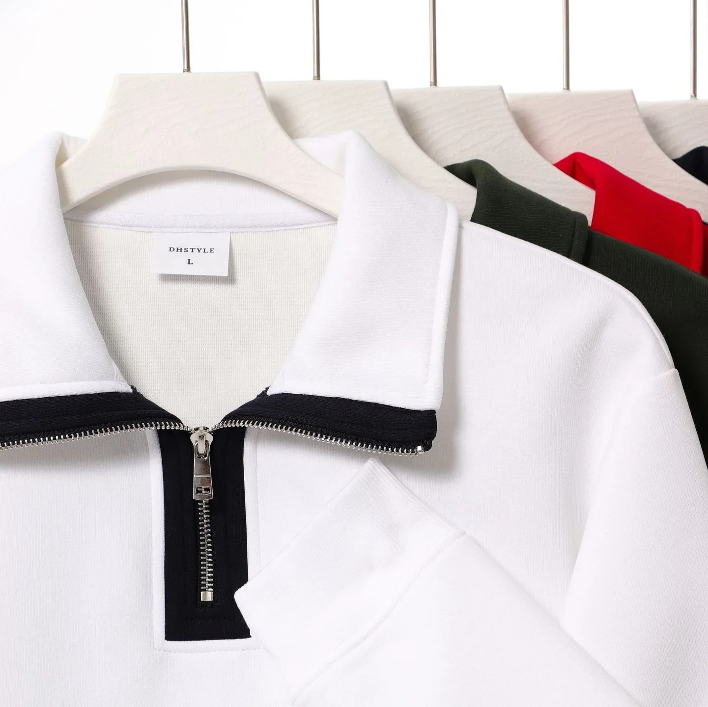 Модная брендовая хлопковая толстовка-поло в американском стиле с полумолнией и