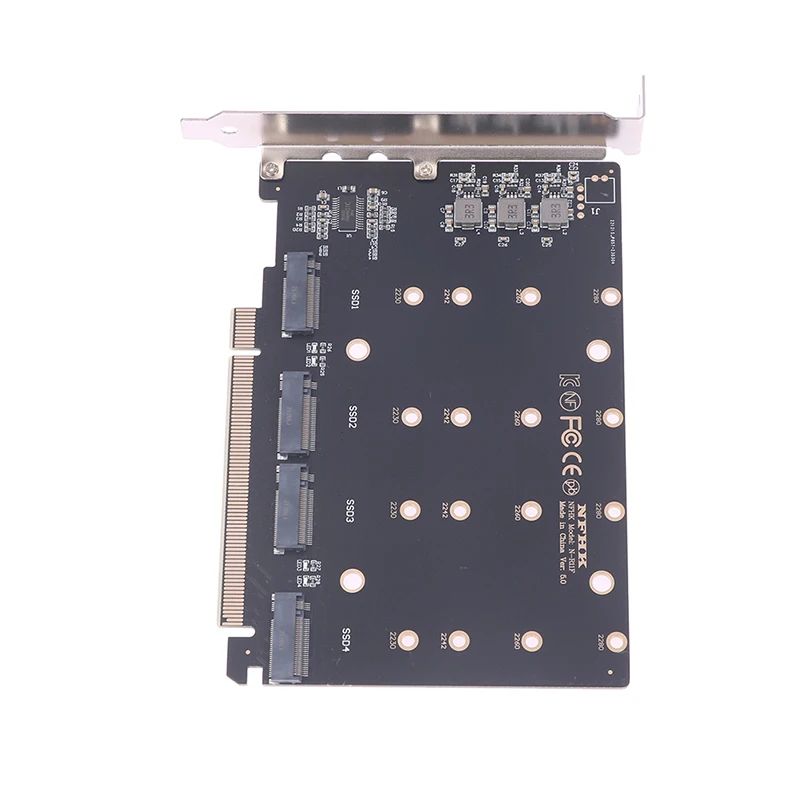 

4 Port M.2 NVMe SSD to PCIE X16M Key Hard Drive Converter Reader Expansion Card, 4 x 32Gbps Transfer Speed (PH44)