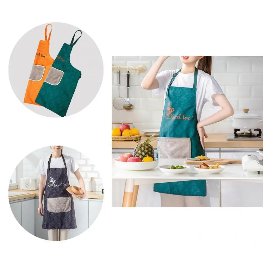 

Adjustable Buckle Useful Anti-deformed Kitchen Apron Anti-Wrinkle Cooking Bib Fadeless for Dishwashing