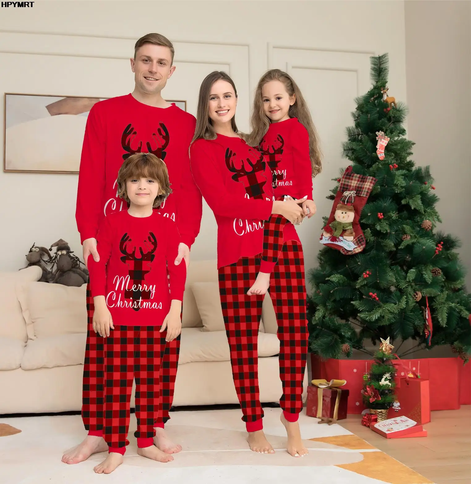 

2022 New Family Christmas Matching Pajamas Set Xmas Adults Kids Baby Pyjamas Elk Deer Family Matching Outfits Family Sleepwear