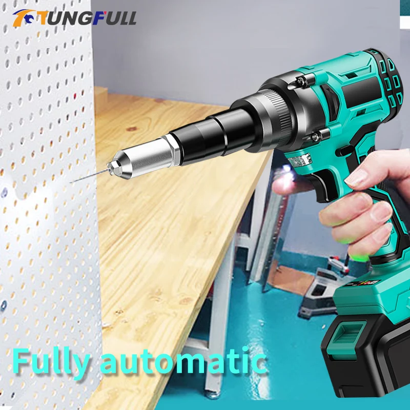 

3.2-5.0mm Cordless Electric Rivet Gun Rechargeable Automatic Rivet Nut Gun Riveting Tool Blind Riveter With LED Light
