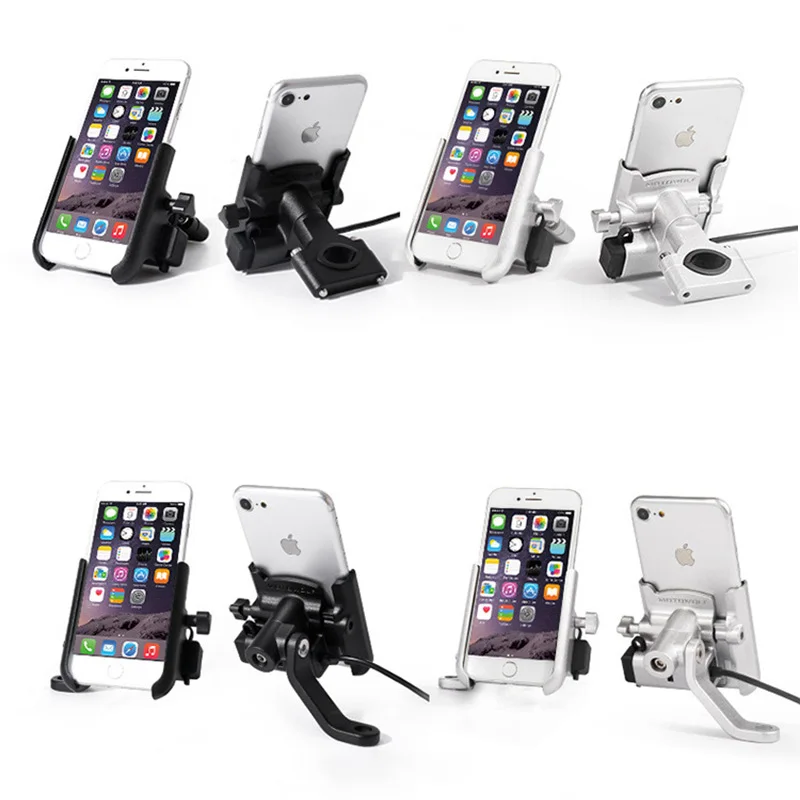 Vmonv Upgrade Universal Metal Chargable Motorcycle Rearview Mirror Cell Phone Holder Stand Support Handle Bike Moto Mount Holder
