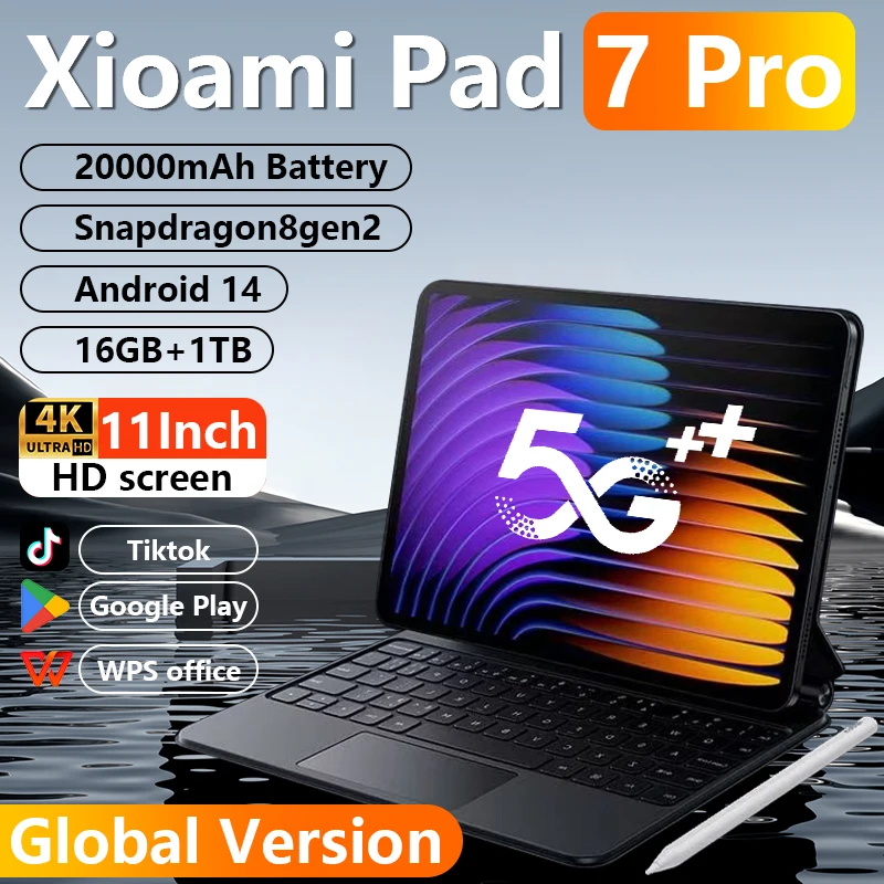 2025 Новый планшет 7S Pro Global Edition Pad Snapdragon 8gen2 Android 14 HD 4K 22 ГБ + 2 ТБ 5G с двумя SIM-картами и