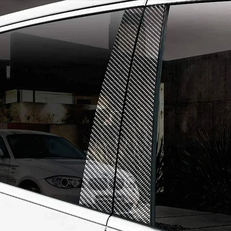 

6Pcs Carbon Fiber Black Car Pillar Posts Trim For Range Rover Sport L494 2014 2015 2016 2017-2022 Auto Window Posts Stickers