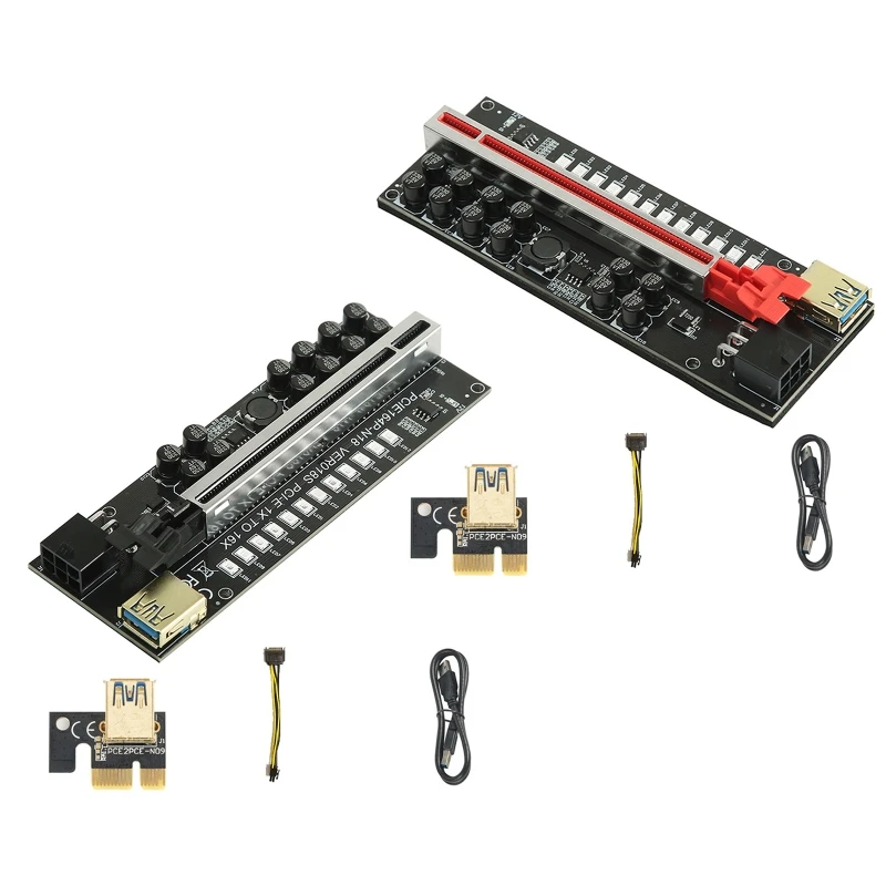

32GC VER018S PCI Express PCI-E Riser Card 1X to 16X 6Pin Power USB 3.0 Cable