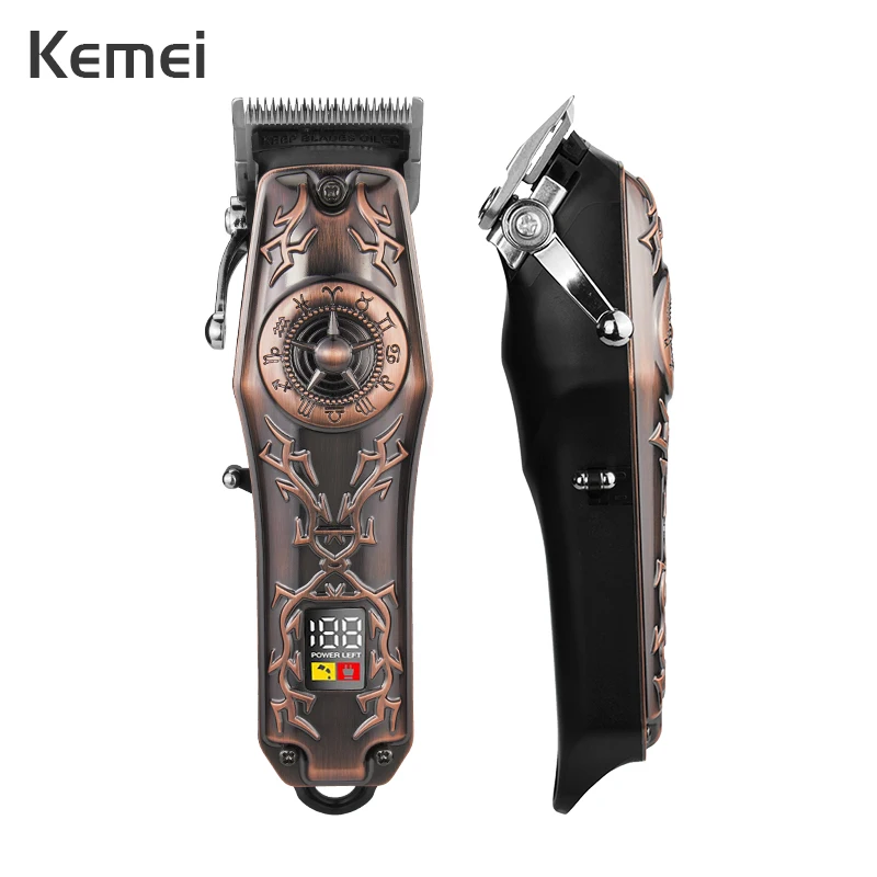 

Kemei 100-240 В электромашинка для стрижки волос, Для мужчин волосы фрезерный станок 6 гребень тонкой настройки бритвы профессиональная машинка д...