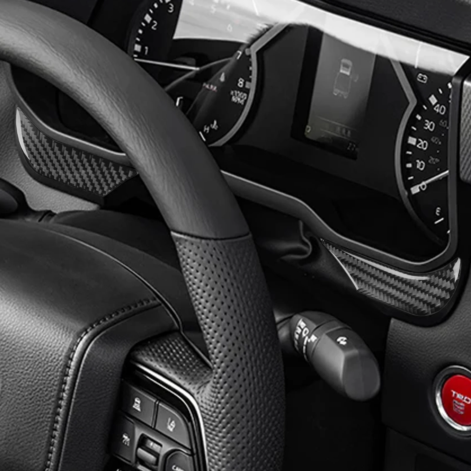 Фото Накладка на приборную панель из карбона для Toyota Tundra Sequoia 2022+ (модифицированная наклейка, аксессуар для интерьера автомобиля) №3
