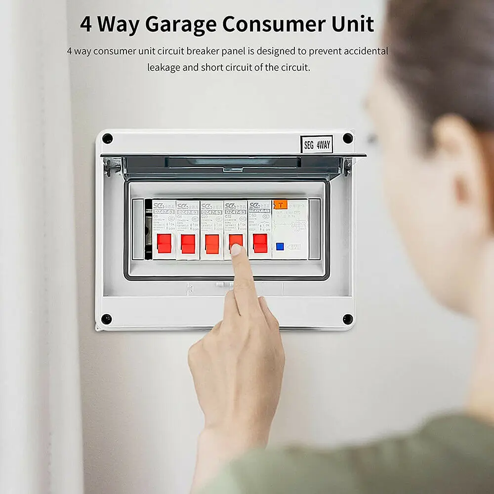 

Leakage Circuit Breakers Fuse Box Consumer Unit RCD Shed Van Caravan Consumer Unit