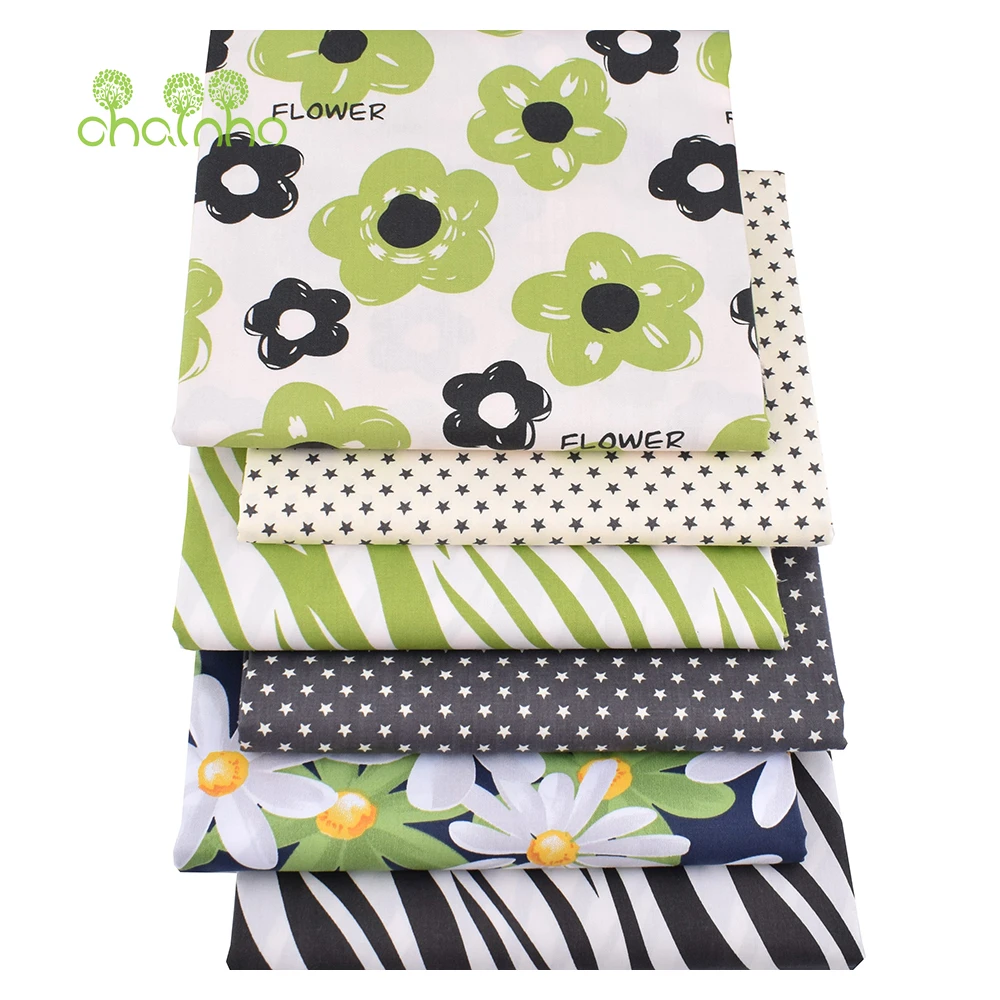 

Chainho,Green Floral Printed Twill Cotton Fabric,Patchwork Cloth,DIY Sewing Quilting Home Textiles Material For Baby Children's