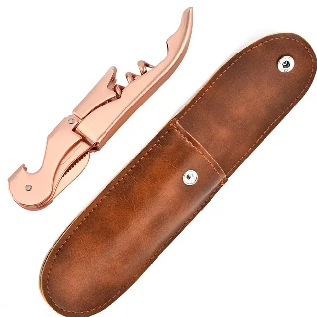 

Hinged Corkscrew, Upgraded Heavy Duty Wine Opener with Foil Cutter and Bottle Opener Rose Gold